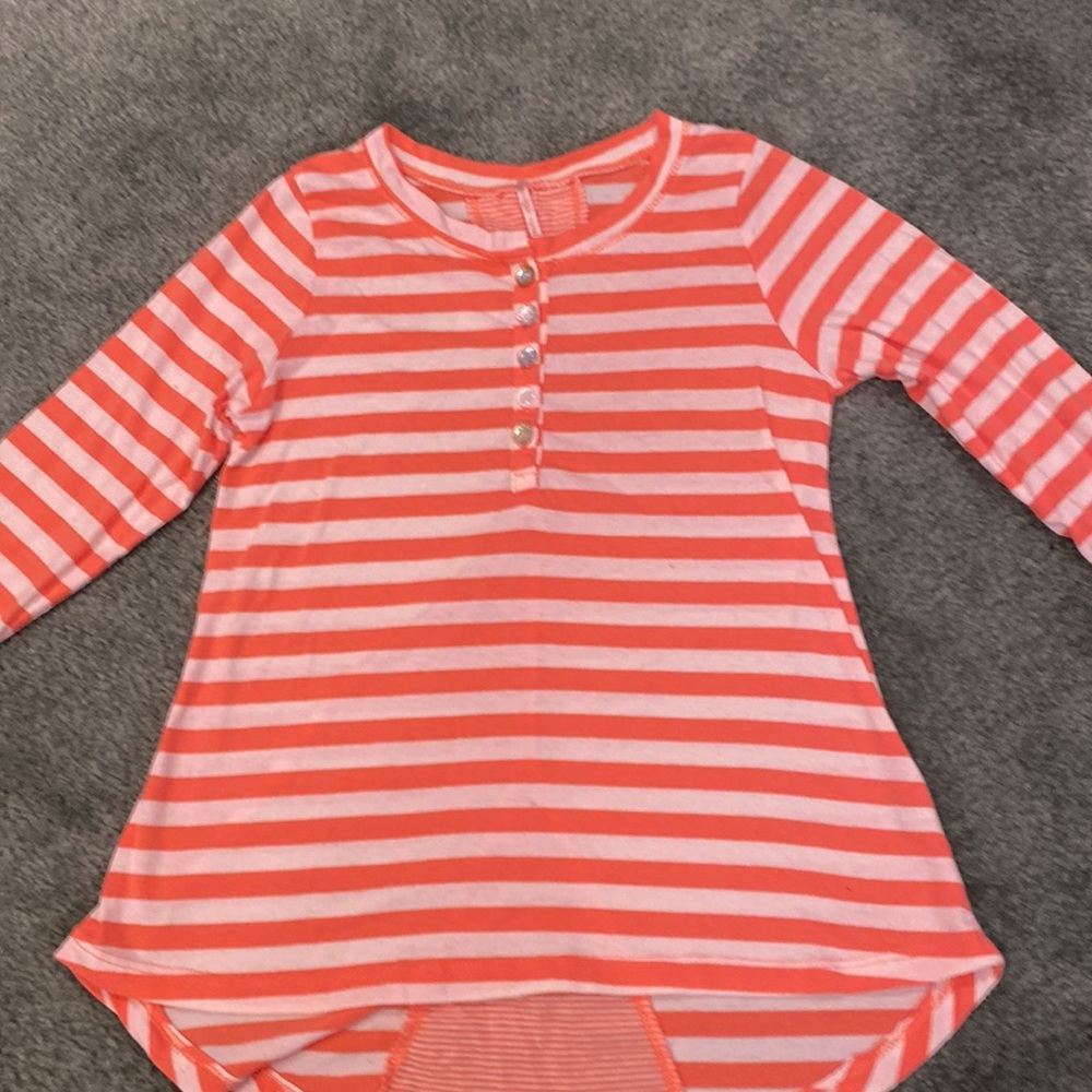 Striped Cotton Top with Decorative buttons- Girls size 10